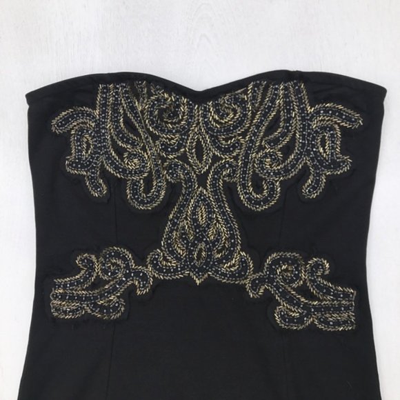 ✨Free People Strapless Beaded Black Bodycon Dress - Picture 3 of 5